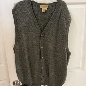 Tricots St Raphael‎ Men's Cable Knit Sweater Vest 100% Merino Wool L Grandpacore
